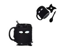 Hosoncovy Tasse à café créative Ninja - Tasse à café avec dessous de verre et cuillère - Résistant à la chaleur - Avec poignée