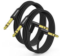 HOSONGIN 1/4 Inch TRS Instrument Cable 10 feet 2-Pack, Straight-to-Right Angle 6.35mm Male Stereo Audio Cord, Balanced Interconnect Line for Electric Guitar, Bass, Keyboard, Mixer, Amplifier, Speaker