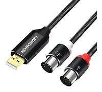 HOSONGIN Câble adaptateur MIDI vers USB de 1,8 m, câble MIDI vers interface USB avec entrée et sortie connectée/clavier/synthétiseur pour montage professionnel, enregistrement fonctionne avec Windows