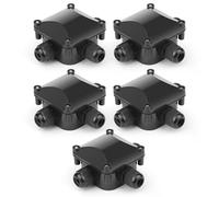 HOSPAOP 5 boîtes de dérivation étanches IP68 - Boîte de distribution extérieure étanche, Connecteurs de câbles, Câble de terre - 3 broches - jardin, Acrylonitrile butadiène styrène, Noir