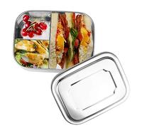 HOSPAOP Boîte à sandwich en acier inoxydable avec 3 compartiments, 16 x 13 x 6,2 cm, 1000 ml, boîte à bento pour enfants et adultes