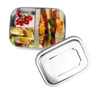 HOSPAOP Boîte à sandwich en acier inoxydable avec 3 compartiments, 16 x 13 x 6,2 cm, 1000 ml, boîte à bento pour enfants et adultes