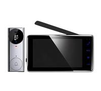 HOSPAOP Carillon de Porte sans Fil avec Caméra - Vidéophone 4,3" Écran, Sonnette Radio 2,4G, Vision Nocturne, Interphone sans WiFi, Sonnette avec Caméra pour Porte d’Entrée