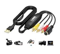 HOSPAOP Convertisseur VHS vers numérique USB 2.0 - Carte de capture vidéo 1080p pour numériser VHS, adaptateur AV et RCA, VCR DVD vers PC, compatible avec Windows et Mac OS