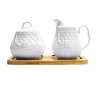 HOSPAOP Ensemble de lait et de sucre avec couvercle et cuillère, pot à lait en céramique