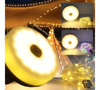 HOSPAOP Guirlande lumineuse de camping enroulable - 10 m - LED - Rechargeable par USB - Avec télécommande - Étanche - Intensité variable - Lumière d'extérieur pour camping, jardin et randonnée (chaud