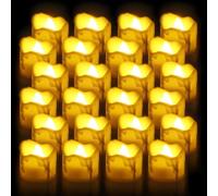 HOSPAOP Lot de 24 bougies chauffe-plat à LED avec piles, bougies électriques à piles, flamme vacillante, bougie chauffe-plat LED sans flamme pour Noël, mariages, fêtes, festivals, décoration Blanc