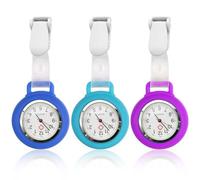 HOSPAOP Lot de 3 montres d'infirmière avec clip - Mouvement à quartz analogique - Montre à gousset - En silicone - Pour homme et femme, Bleu + violet., Montres d'infirmière avec clip