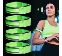 HOSPAOP Lot de 4 bracelets LED rechargeables - Bracelet lumineux USB avec lumière clignotante, bande réfléchissante pour le jogging, la course, le sport et l'extérieur, bandes réfléchissantes pour