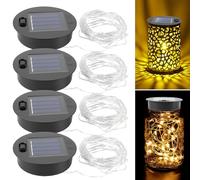 HOSPAOP Lot de 4 lampes solaires de rechange de 7 cm - Panneau solaire de rechange avec LED blanc chaud - Étanche - Pièces de rechange pour lampes solaires - Lanterne - Couvercle - Arrosoir de jardin