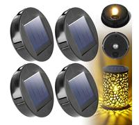 HOSPAOP Lot de 4 lampes solaires de rechange de 8 cm - Panneau solaire de rechange avec LED blanc chaud - Étanche - Pièces de rechange pour lampes solaires - Lanterne - Couvercle de jardin