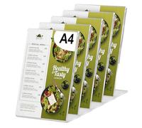 HOSPAOP Lot de 5 présentoirs de table en acrylique - Format A4 - Avec ruban adhésif double face - Pour posters, dépliants, menus, étiquettes de prix, mariages - Format A4