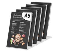 HOSPAOP Lot de 5 présentoirs de table en acrylique - Format A5 - Avec ruban adhésif double face - Pour posters, dépliants, menus, étiquettes de prix, mariages