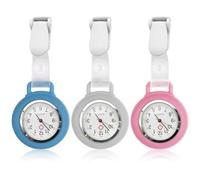 HOSPAOP Montre d'infirmière avec clip, montre d'infirmière analogique à quartz, montre de poche en silicone pour homme et femme, accessoire médical, blanc, bleu clair, rose, Montre sœur