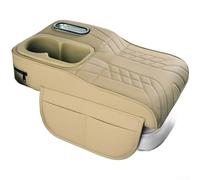 Hosrivae Accoudoir de voiture en cuir avec porte-gobelet intégré et organisateur de mouchoirs - Convient à la plupart des véhicules, design ergonomique surélevé (BEI)