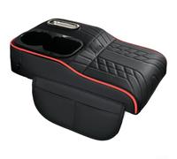 Hosrivae Accoudoir de voiture en cuir avec porte-gobelet intégré et organisateur de mouchoirs - Convient à la plupart des véhicules, design ergonomique surélevé (noir et rouge)