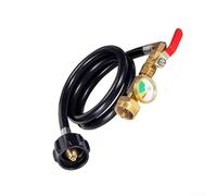 Hosrivae Adaptateur de recharge de propane avec manomètre et valve d'arrêt, tuyau de transfert de 1,2 m, 1,8 m, pour bouteilles de 0,5 kg à partir de 18,1 kg pour cuisinière QCC1/Type1, barbecue (1,8