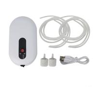 Hosrivae Aérateur d'appâts vivants rechargeable pour la pêche - Oxygénateur USB 1500mAh/2200mAh avec tube d'air simple ou double, boîtier ABS, sortie 2L-4L/min (double tube)