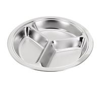 Hosrivae Assiette plate ronde divisée en acier inoxydable à 3 sections - 22 cm/24 cm/26 cm de diamètre, antirouille et facile à nettoyer - Plat de service pour H (24 cm)