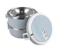 Hosrivae Boîte à déjeuner isotherme empilable à 2 couches en acier inoxydable 700 ml par compartiment de qualité alimentaire en acier inoxydable 201 PP silicone anti-fuite avec valve vapeur pour