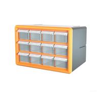 Hosrivae Boîte de rangement en plastique pour composants et outils, armoire murale multi-grilles avec 4/12 grilles, récipient empilable en polypropylène vert foncé (12 compartiments, orange)