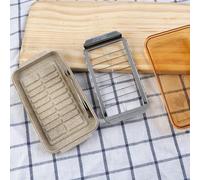 Hosrivae Boîte de rangement multifonction en acier inoxydable avec couvercle à fermeture à pression pour fromage 18 x 10,3 x 4 cm Passe au lave-vaisselle Blanc/bleu/beige/rose (Biege Base)