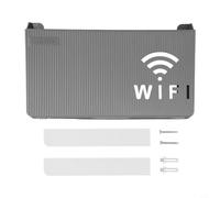 Hosrivae Boîte de rangement murale pour routeur modem WiFi sans fil, organiseur de câbles en ABS avec creux, étagère pour console multimédia, bureau à domicile, blanc (gris)