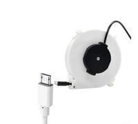Hosrivae Câble de charge télescopique automatique rétractable ABS de 1,2 m pour bobine de câble USB-C blanc ignifuge