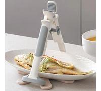 Hosrivae Clip anti-brûlure en silicone pour bols et assiettes chauds, support de bol à micro-ondes 2 en 1 avec prise en main ergonomique et embouts résistants à la chaleur (66 x 6,5 x 7,3 cm (gris