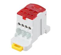 Hosrivae Connecteur de bornier de distribution d'alimentation 80 A à 500 A pour rail DIN, rouge, avec guide conducteur en laiton étamé et ignifuge PC (125 A)