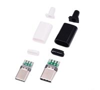 Hosrivae Connecteur mâle USB-C 3.1 avec carte PCB, résistance 56 K pour l'alimentation et les données, design réversible, soudable pour équipement électrique industriel (blanc)