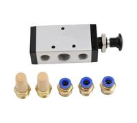 Hosrivae Électrovanne pneumatique 4R310 5 voies 2 positions, commande manuelle à levier, filetage G 3/8", corps en alliage d'aluminium avec silencieux pour automatisation industrielle