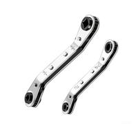 Hosrivae Ensemble de 2 clés à cliquet pour réfrigération CVC - Kit d'outils manuels 4 pièces avec douilles de 6,35 mm, 3/16 po et 5/16 po, adaptateurs hexagonaux noirs traités thermiquement, argent