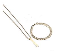 Hosrivae Ensemble de bijoux gothique minimaliste en acier inoxydable SUS316L noir mat avec collier, bracelet et bague avec fermoir magnétique et revêtement hypoallergénique (trois dorés)