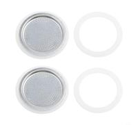 Hosrivae Ensemble de joints et filtres de rechange pour cafetière à moka, 2 joints en acier et 4 joints en silicone, pièces de rechange pour cafetière, percolateur, 3/6/9 tasses (3 tasses)
