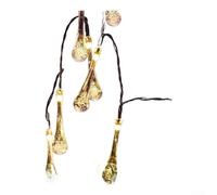 Hosrivae Guirlande lumineuse solaire en forme de goutte d'eau, 60 LED, décoration extérieure de jardin et de terrasse, 8 modes, plastique PS résistant aux intempéries, 8 m chaud/coloré (couleur chaude