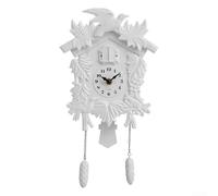 Hosrivae Horloge à coucou avec carillon horaire et fonctionnement silencieux, conçue pour les maisons, les écoles et les garderies, prête à l'emploi (T52 Blanc)