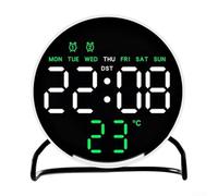 Hosrivae Horloge de bureau LED multifonction avec alarme, lumière et compte à rebours, affichage numérique de la minuterie avec contrôle de la maison, du bureau, de la chambre à coucher (blanc vert)