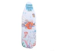 Hosrivae Housse de planche à repasser rembourrée en coton épais 140 x 50 cm avec bord élastique pour un ajustement sûr, protection anti-brûlure, bleu (poisson de mer)