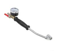 Hosrivae Jauge de pression des pneus 220 PSI avec buse à remplissage rapide pour voiture, camion et construction - Poignée en caoutchouc - Longueur totale de 22,9 cm - Argenté/noir