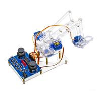 Hosrivae Kit de bras robotique en acrylique 4DOF alimenté par USB avec 51 microcontrôleurs, kit d'assemblage à faible coût pour enseignement STEM et apprentissage électronique débutant (boîtier
