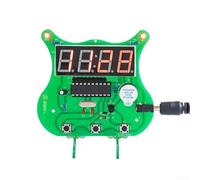 Hosrivae Kit d'horloge à quatre chiffres avec microcontrôleur STC11F04E, PCB 79 x 70 mm, fabrication de cartes de formation électroniques, vert (kit)