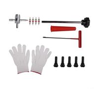 Hosrivae Kit d'outils de tige de valve de pneu à changement rapide de 13 pièces pour voitures, VTT, camions et motos - Comprend un extracteur de valve, un outil à 4 voies, des tiges TR413, des noyaux
