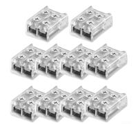 Hosrivae Lot de 10 connecteurs de fils de bande LED, bornes de fixation à vis à 2 broches pour bandes lumineuses LED de 8 mm et 10 mm, clips transparents sans soudure pour éclairage intérieur (bande à