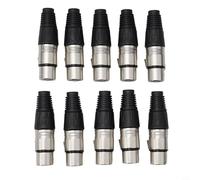 Hosrivae Lot de 10 connecteurs XLR femelle à 3 broches pour câbles serpents DMX/MIC, contacts en laiton, plastique + boîtier en fer, 1,5 x 6,7 cm, 10 pièces (5 paires) (argent)