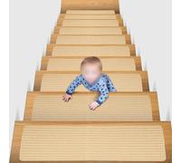 Hosrivae Lot de 16 tapis d'escalier antidérapants de 20,3 x 76,2 cm avec envers en TPE pour marches en bois, prise en main sûre pour enfants, personnes âgées et animaux domestiques, facile à utiliser
