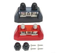 Hosrivae Lot de 2 blocs de distribution d'alimentation à double goujon 12 V-48 V avec housses de protection pour voiture, bateau, camping-car, solaire - Terminal M10, capacité de 250 A, cuivre tout