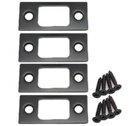 Hosrivae Lot de 2 gâches à pêne dormant en acier inoxydable pour portes - Plaque arrière de porte robuste avec 4 vis, compatible avec les serrures standard, renforcement de sécurité noir