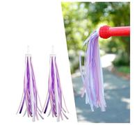 Hosrivae Lot de 2 serpentins de guidon pour enfants avec pompons en PET, 23 cm de long × 7 mm de large, design souple et flexible pour scooters et vélos - Lot de 2 (32 pi (rose violet, blanc)