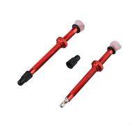 Hosrivae Lot de 2 tiges de valve sans chambre à air en alliage d'aluminium pour valves - 80 mm de long, anodisées légères avec joint torique et capuchon amovible, compatibles avec support (rouge)